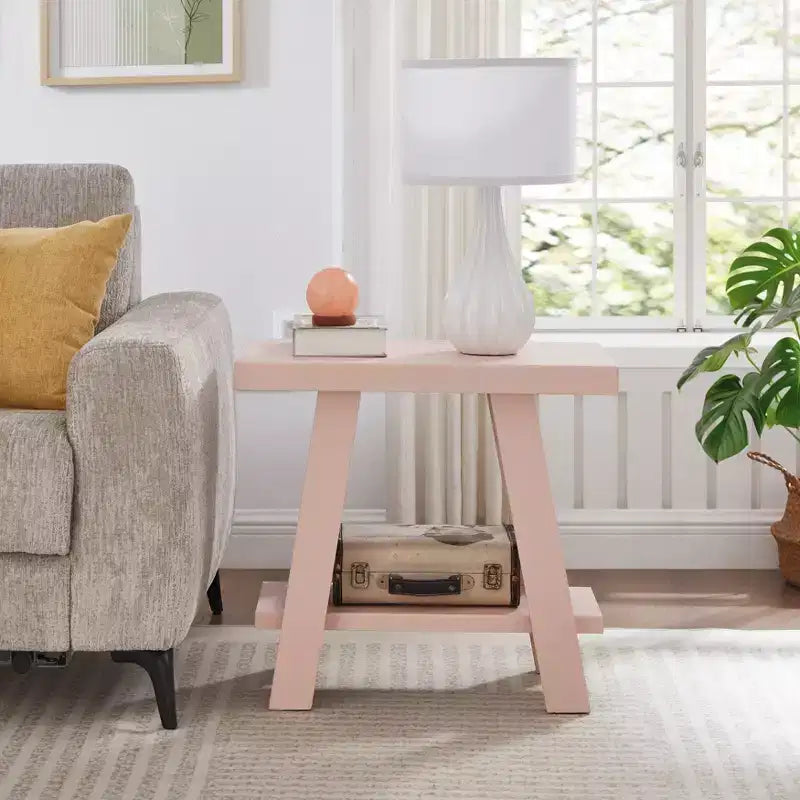 Table d'appoint avec étagère en bois contemporaine Roundhill Furniture Athens