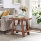 Table d'appoint avec étagère en bois contemporaine Roundhill Furniture Athens