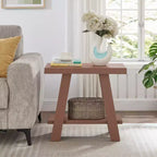 Table d'appoint avec étagère en bois contemporaine Roundhill Furniture Athens