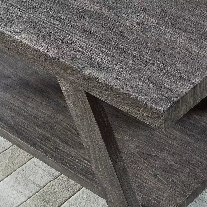Table d'appoint avec étagère en bois contemporaine Roundhill Furniture Athens