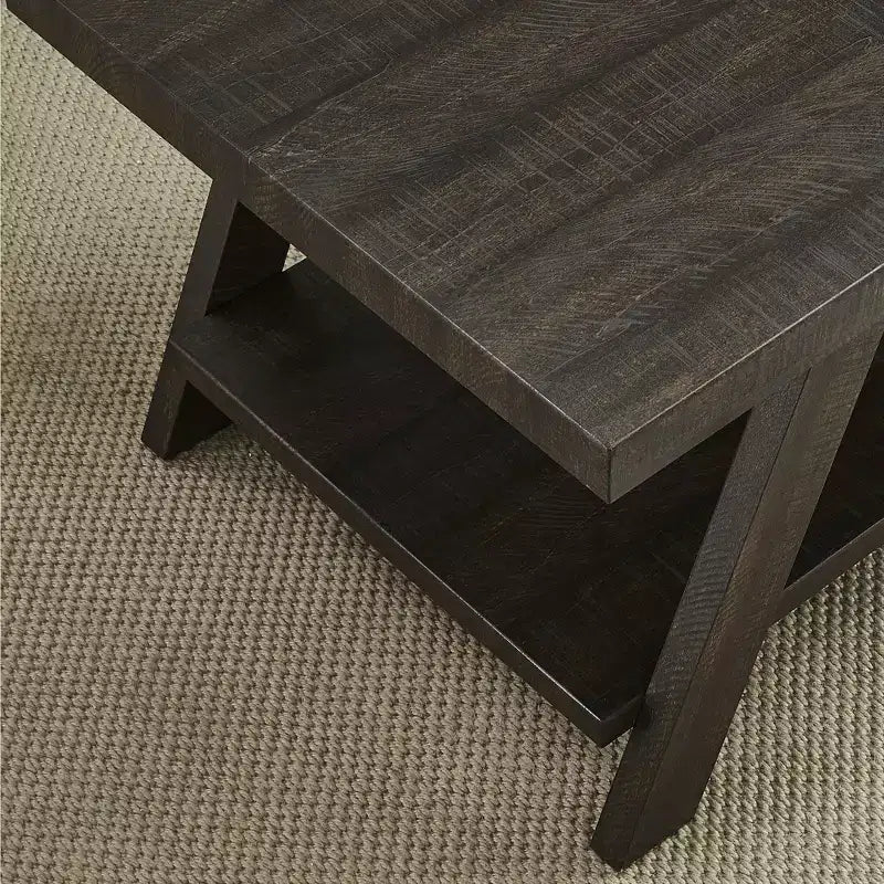 Table d'appoint avec étagère en bois contemporaine Roundhill Furniture Athens