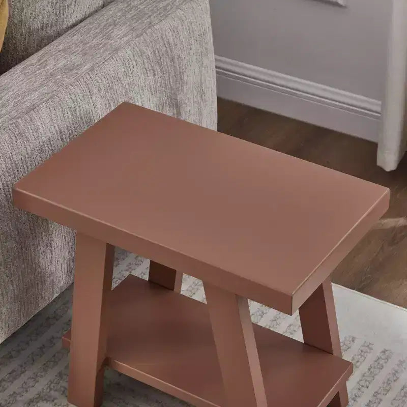Table d'appoint avec étagère en bois contemporaine Roundhill Furniture Athens