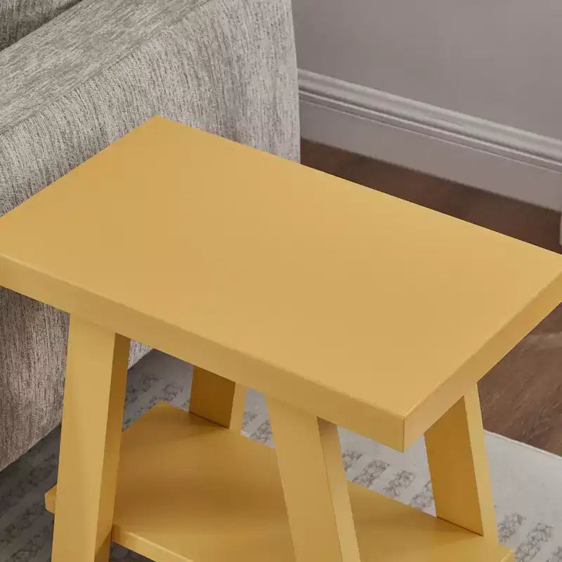 Table d'appoint avec étagère en bois contemporaine Roundhill Furniture Athens