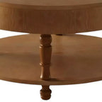 Table basse ronde HomeRoots 32 en bois naturel avec rangement dissimulé et étagère