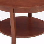 Table basse ronde HomeRoots 30 en noyer avec étagère