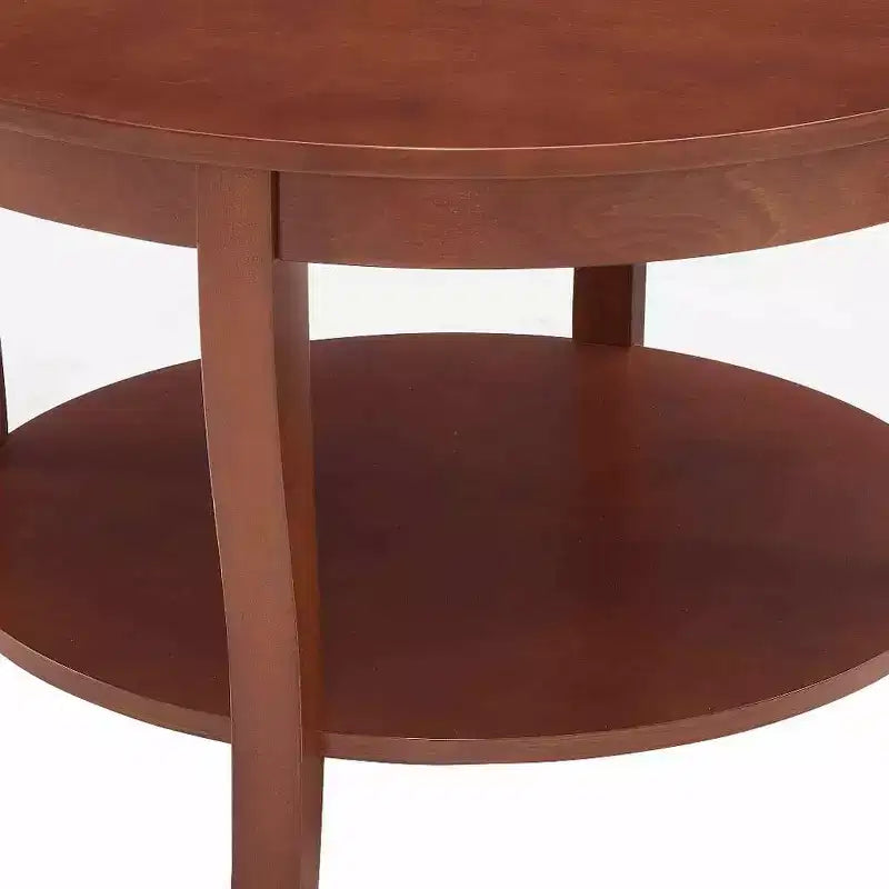 Table basse ronde HomeRoots 30 en noyer avec étagère