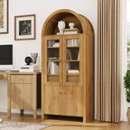Garde-manger de cuisine arqué de 180 cm de haut, armoire de rangement de salon de style ferme avec tiroir, étagères et portes vitrées, pour salle à manger ou appartement