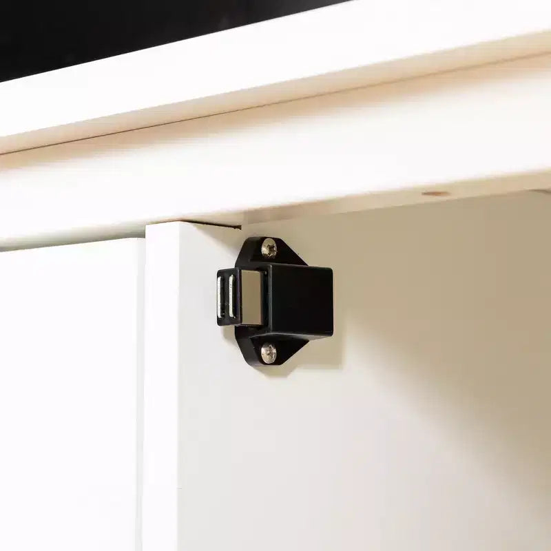 Meuble TV Moderne pour Téléviseur de 70 Pouces, Console Média avec Cadre en Bois Dur, Centre de Divertissement avec Porte en Verre et Poignée Métallique pour Salon