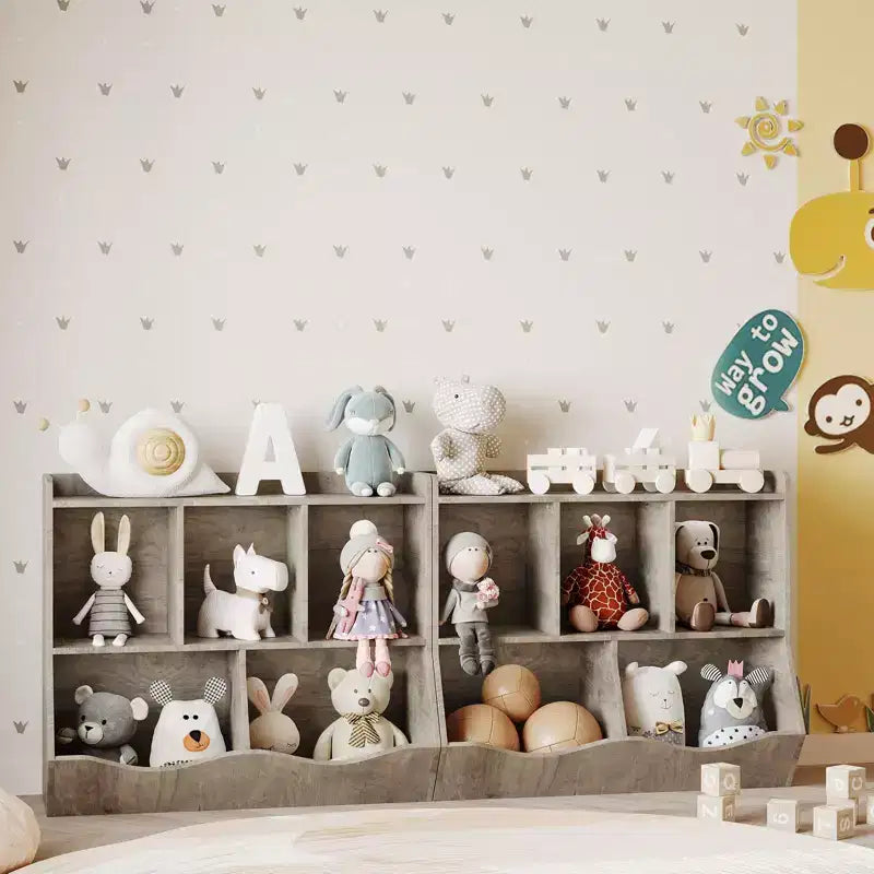 Organisateur et étagère en bois – Bibliothèque à 5 sections, meuble pour crèche, chambre de bébé, placard pour tout-petits pour la maternelle, la salle de jeux ou la chambre à coucher