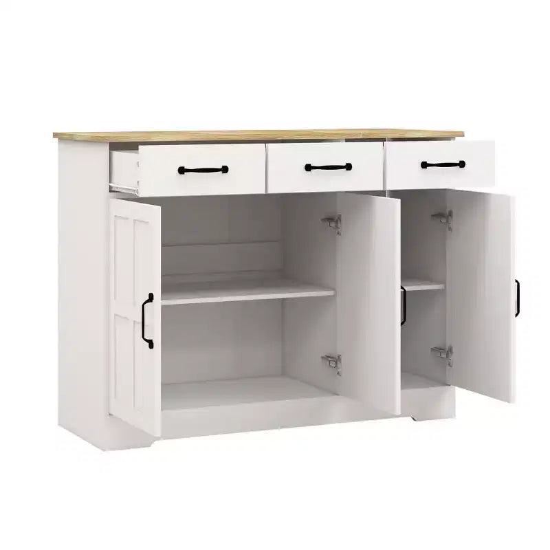 Buffet Bahut de Rangement avec 3 Tiroirs et 3 Portes, Étagères, Console, Meuble de Rangement de Ferme, Bar, Meuble à Vins