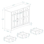Buffet Bahut de Rangement avec 3 Tiroirs et 3 Portes, Étagères, Console, Meuble de Rangement de Ferme, Bar, Meuble à Vins