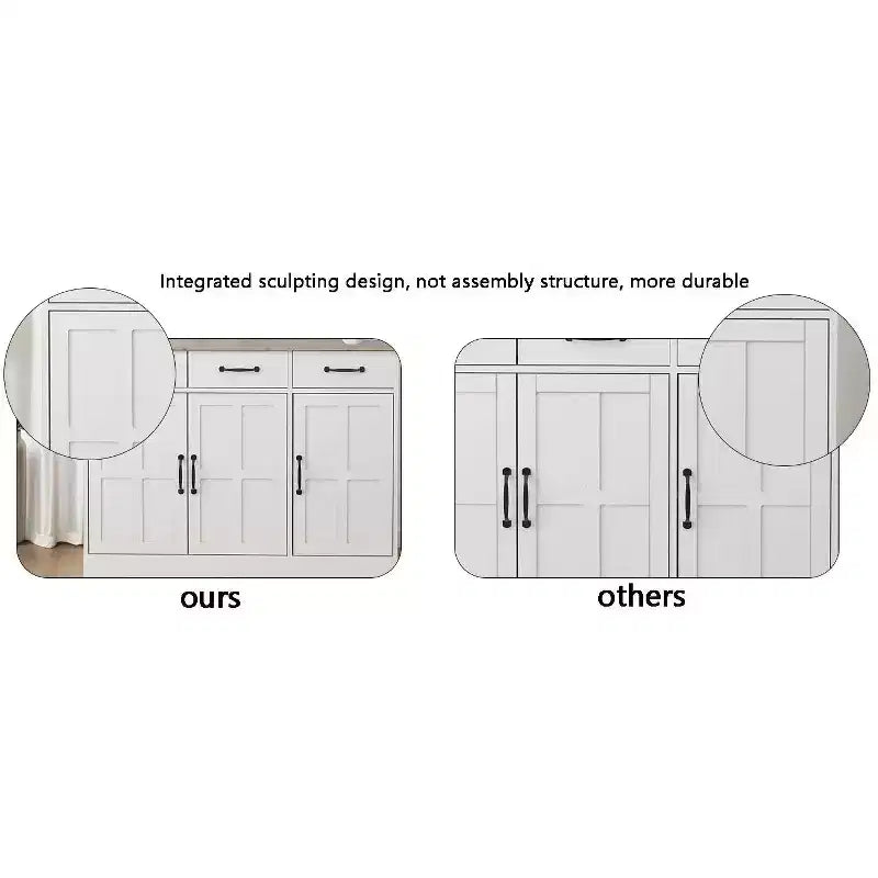 Buffet Bahut de Rangement avec 3 Tiroirs et 3 Portes, Étagères, Console, Meuble de Rangement de Ferme, Bar, Meuble à Vins