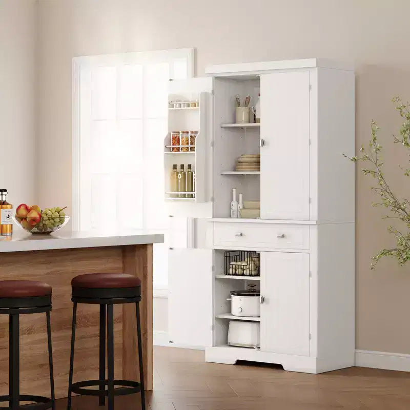 6 tablettes de porte et 4 étagères réglables, Armoire en bois moderne pour salle à manger, pour salon, salle à manger, buanderie
