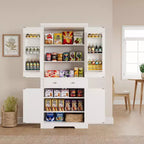 6 tablettes de porte et 4 étagères réglables, Armoire en bois moderne pour salle à manger, pour salon, salle à manger, buanderie