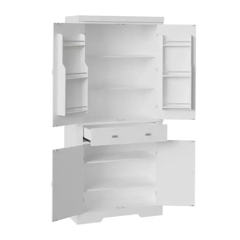 6 tablettes de porte et 4 étagères réglables, Armoire en bois moderne pour salle à manger, pour salon, salle à manger, buanderie