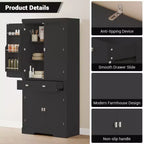 6 tablettes de porte et 4 étagères réglables, Armoire en bois moderne pour salle à manger, pour salon, salle à manger, buanderie