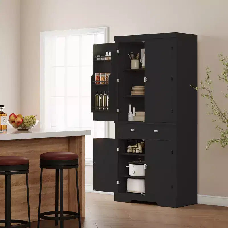 6 tablettes de porte et 4 étagères réglables, Armoire en bois moderne pour salle à manger, pour salon, salle à manger, buanderie