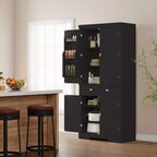 6 tablettes de porte et 4 étagères réglables, Armoire en bois moderne pour salle à manger, pour salon, salle à manger, buanderie