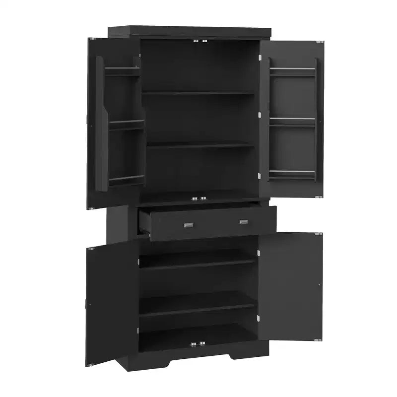 6 tablettes de porte et 4 étagères réglables, Armoire en bois moderne pour salle à manger, pour salon, salle à manger, buanderie