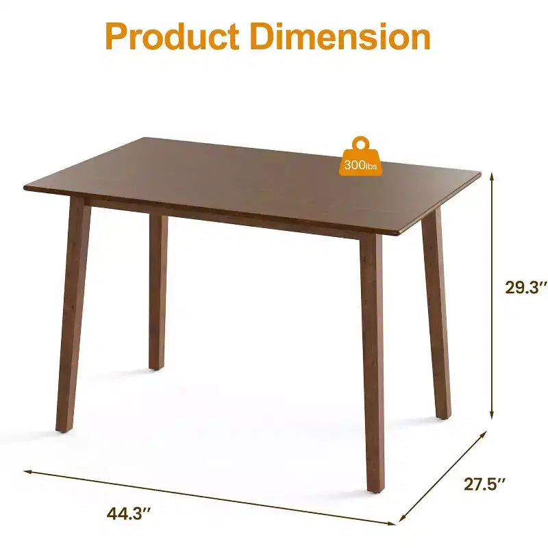 Table à manger en bois Heynemo pour 4 personnes, table de cuisine rectangulaire de style rustique, capacité de 136 kg, petite table de dînette moderne pour salle à manger, salon, marron