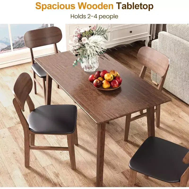 Table à manger en bois Heynemo pour 4 personnes, table de cuisine rectangulaire de style rustique, capacité de 136 kg, petite table de dînette moderne pour salle à manger, salon, marron