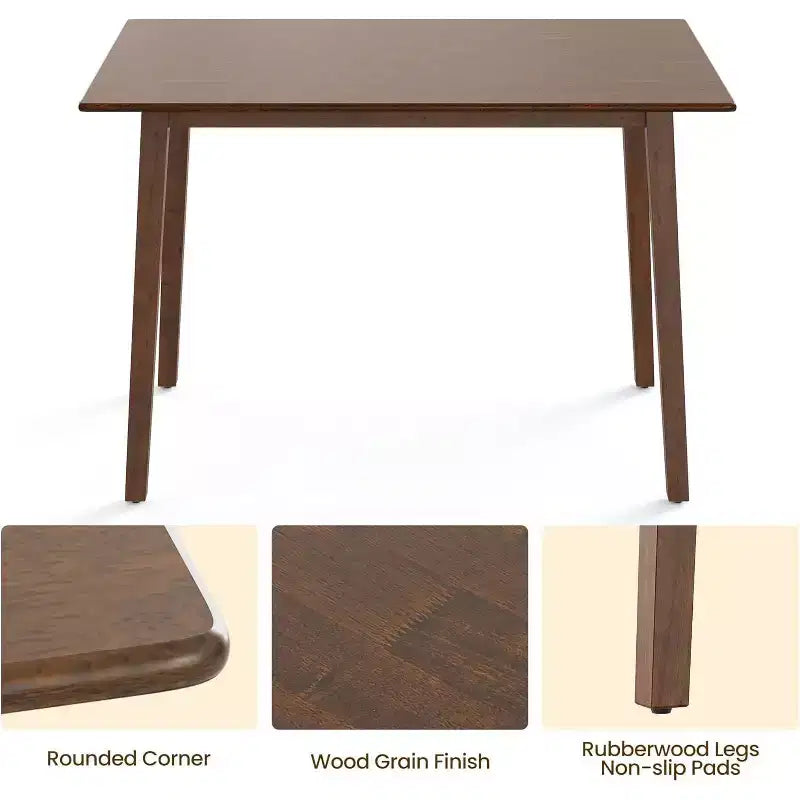Table à manger en bois Heynemo pour 4 personnes, table de cuisine rectangulaire de style rustique, capacité de 136 kg, petite table de dînette moderne pour salle à manger, salon, marron