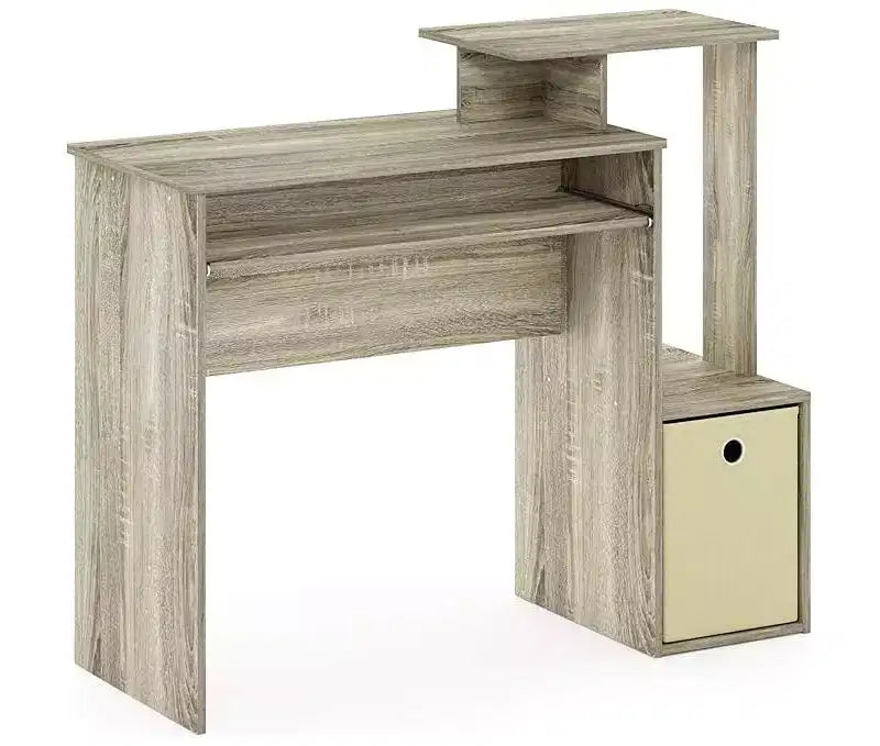 Bureaux HomeStock gris en verre de 76 cm de hauteur avec tiroir de classement