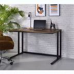 Bureau d'ordinateur HomeStock en métal gris de 71 cm de haut avec étagère de rangement ouverte