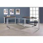 Bureau d'ordinateur HomeStock en métal gris de 71 cm de haut avec étagère de rangement ouverte