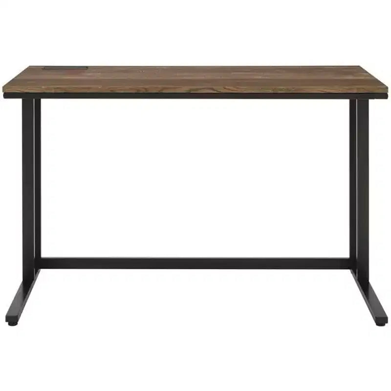Bureau d'ordinateur HomeStock en métal gris de 71 cm de haut avec étagère de rangement ouverte