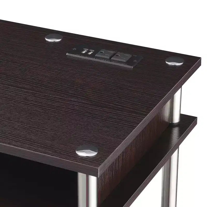 HomeStock HomeStock Bureau étudiant sans outils avec station de charge et étagères, Espresso
