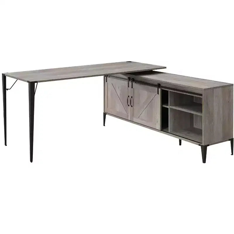 HomeStock Bureau en bois noir de 76 cm de haut avec étagère de rangement ouverte