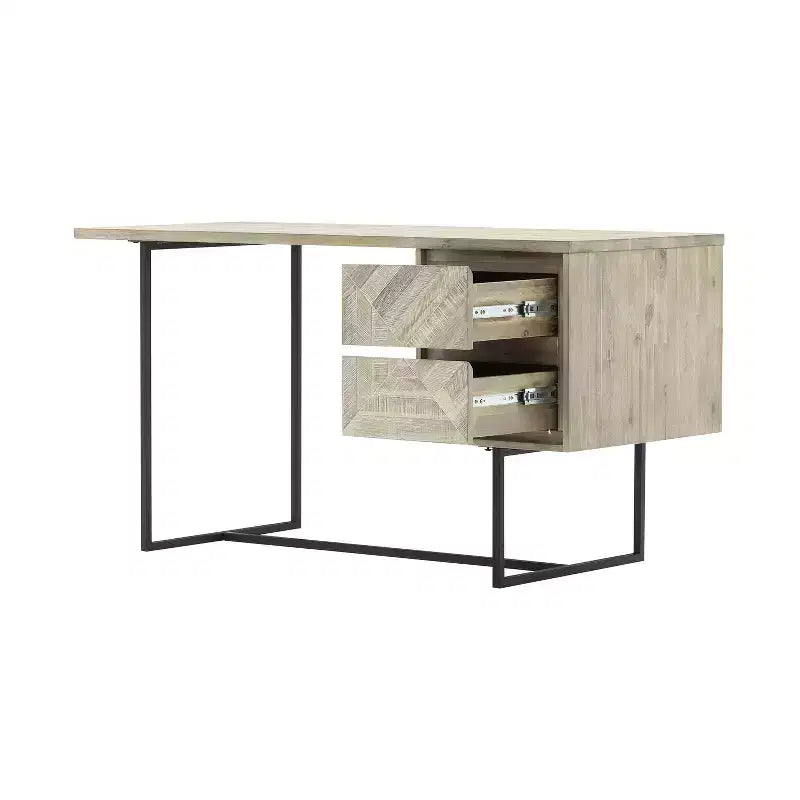 Bureau en métal HomeStock noir de 76 cm de hauteur avec étagère de rangement ouverte