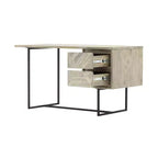 Bureau en métal HomeStock noir de 76 cm de hauteur avec étagère de rangement ouverte