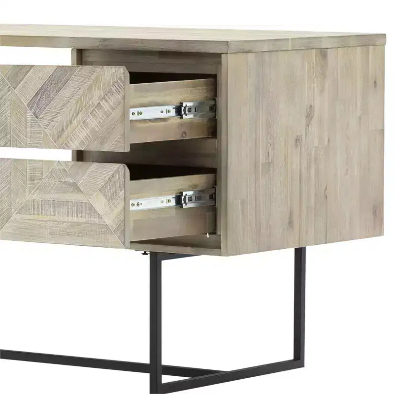 Bureau en métal HomeStock noir de 76 cm de hauteur avec étagère de rangement ouverte