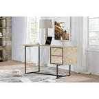 Bureau en métal HomeStock noir de 76 cm de hauteur avec étagère de rangement ouverte