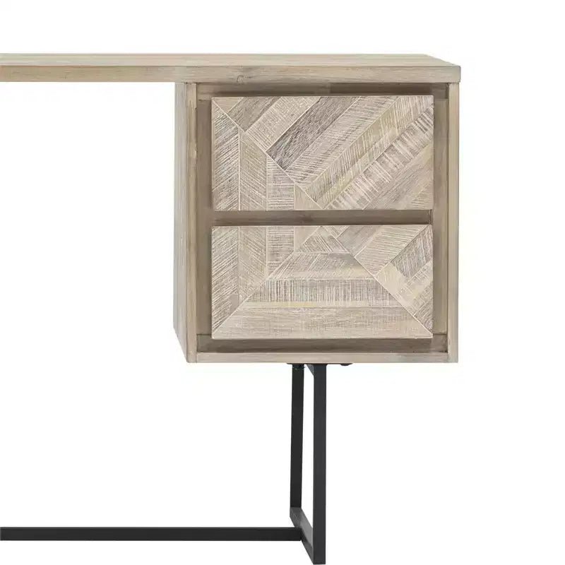 Bureau en métal HomeStock noir de 76 cm de hauteur avec étagère de rangement ouverte