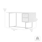 Bureau en métal HomeStock noir de 76 cm de hauteur avec étagère de rangement ouverte