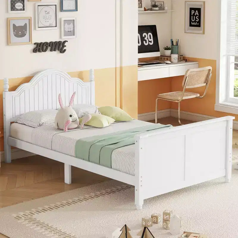 Lit jumeau/double pour enfants, lit de jour plateforme avec barrières amovibles, tête et pied de lit - ModernLuxe