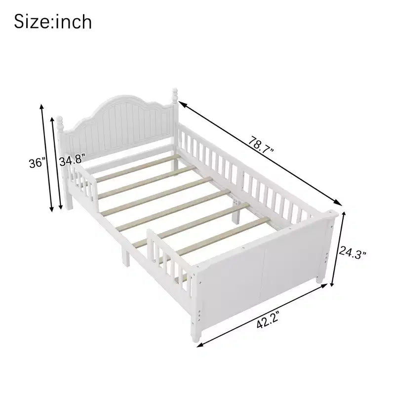 Lit jumeau/double pour enfants, lit de jour plateforme avec barrières amovibles, tête et pied de lit - ModernLuxe