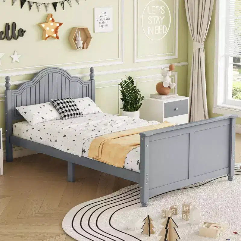 Lit jumeau/double pour enfants, lit de jour plateforme avec barrières amovibles, tête et pied de lit - ModernLuxe