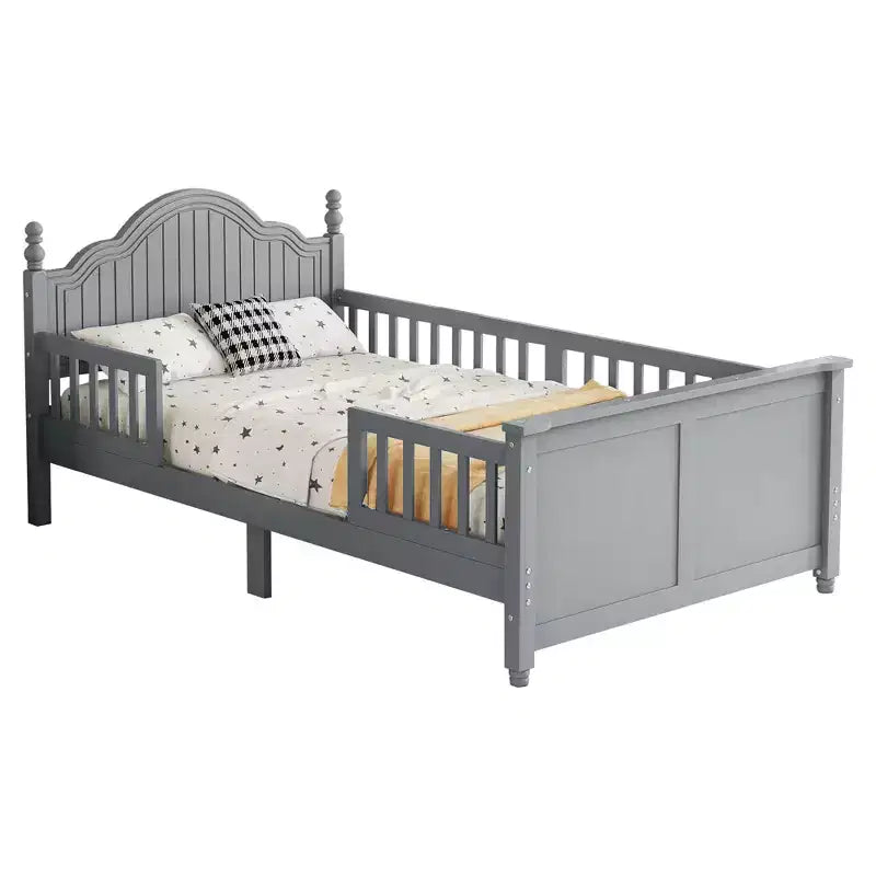 Lit jumeau/double pour enfants, lit de jour plateforme avec barrières amovibles, tête et pied de lit - ModernLuxe