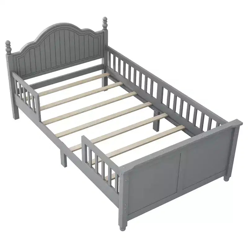 Lit jumeau/double pour enfants, lit de jour plateforme avec barrières amovibles, tête et pied de lit - ModernLuxe