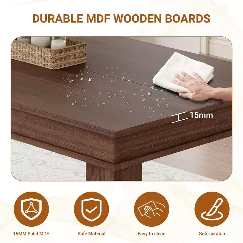 Grande table à manger de style ferme de 180 cm, pour 6 à 8 personnes, convient aux salons, salles à manger et appartements.