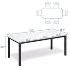 Grande table à manger, pour 6 à 8 personnes - Table à manger rectangulaire en bois, style ferme moderne, avec pieds robustes en métal, adaptée aux salles à manger.