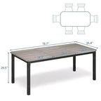 Grande table à manger, pour 6 à 8 personnes - Table à manger rectangulaire en bois, style ferme moderne, avec pieds robustes en métal, adaptée aux salles à manger.