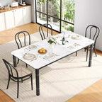 Grande table à manger, pour 6 à 8 personnes - Table à manger rectangulaire en bois, style ferme moderne, avec pieds robustes en métal, adaptée aux salles à manger.