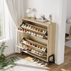 2 tiroirs rabattables – avec pieds en métal, étagère réglable, armoire à chaussures pour couloir, salon,