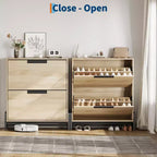 2 tiroirs rabattables – avec pieds en métal, étagère réglable, armoire à chaussures pour couloir, salon,