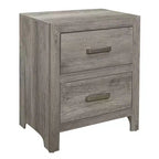 Table de Chevet Esthétique Transitionnelle pour Chambre à Coucher, Placage Bois Synthétique, Fini Gris Vieilli, Quincaillerie Nickel